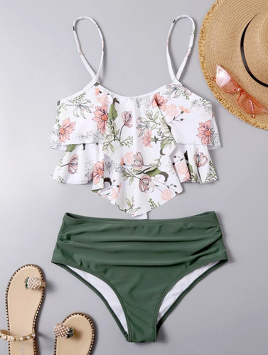 Posie Floral High Waisted Bikini Swimsuit | Keeni Clothing Co.